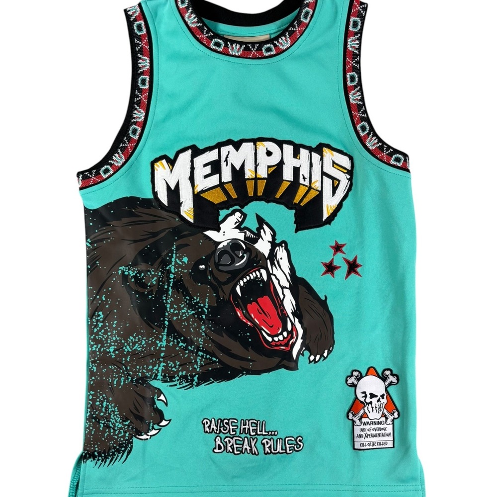 Brand X Memphis Morant 12 Youth Basketball Jersey Teal Raise Hell BX001-YBBJ-12